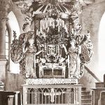 Brojce, kościół-wnętrze (ołtarz ambonowy) ; fotografia lata 30/40. XX wieku.