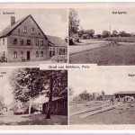 Bielikowo, zajazd, wjazd od strony Mołstowa, ulica w centrum wsi, tartak, karta pocztowa 1938
