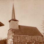 Kiełpino, kościół, widok od południowego-wschodu, 1947, fot. Seweryn Wieczorek